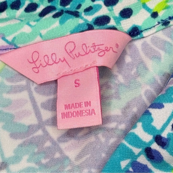 Lilly Pulitzer Felizia Wrap Dress Sz S Blue Current Fantasea Resort Beach Coast - Picture 4 of 8